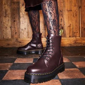 Dr Martens Jadon Burgundy Platform Boots